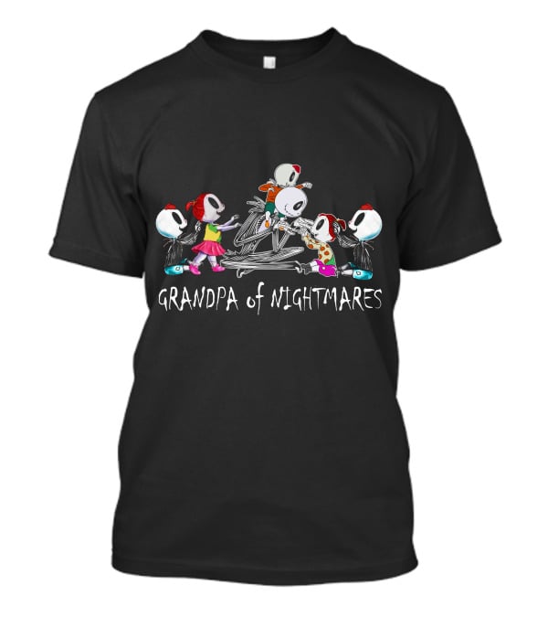 Grandpa Of Nightmares With 3 Boys 2 Girls Skeleton Characters T-Shirt
