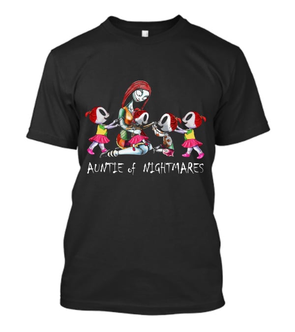 Auntie Of Nightmares With 4 Girls In Skulls And Pink Outfits T-Shirt