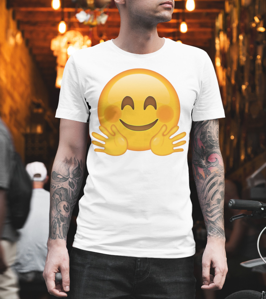 Hugging Face Smiley Emoji with Hands T-Shirt
