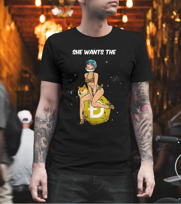 She Wants The Dogecoin Doge Crypto Moon Astronaut Space Girl T-Shirt She Wants The Dogecoin Doge Crypto Moon Astronaut Space Girl T-Shirt