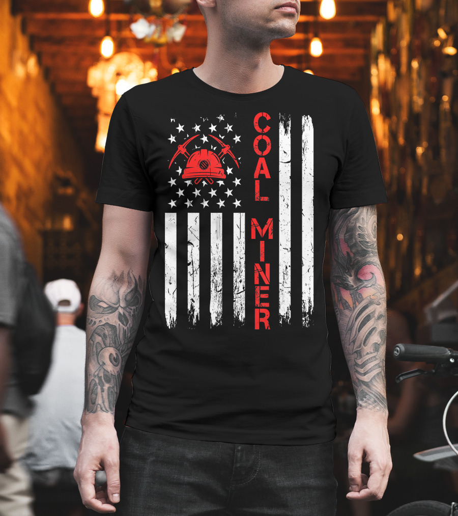 Coal Miner American USA Flag Tough Worker T-Shirt