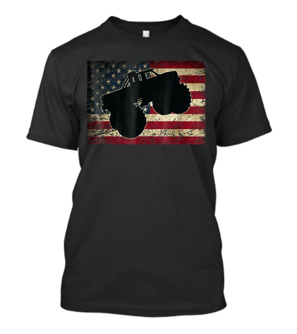 American Flag Monster Truck Silhouette Over T-Shirt