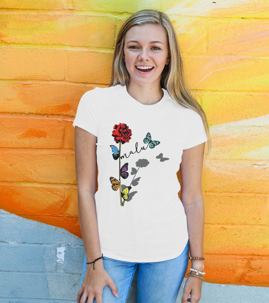 Malu Red Rose Butterflies T-Shirt