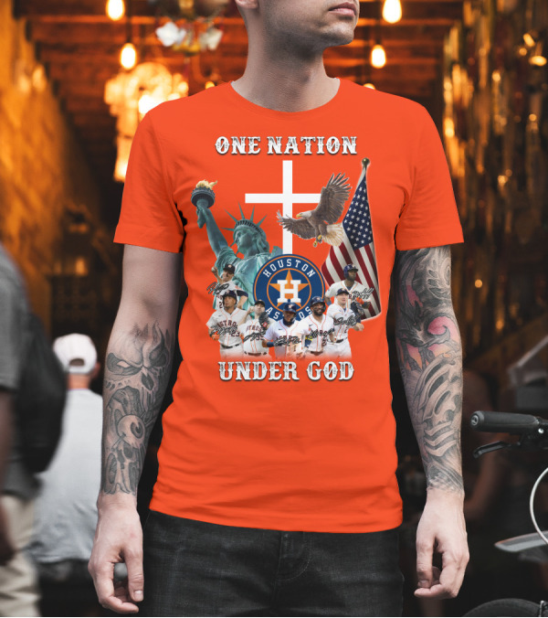 One Nation Under God Houston Astros Statue of Liberty American Flag T-Shirt One Nation Under God Houston Astros Statue of Liberty American Flag T-Shirt