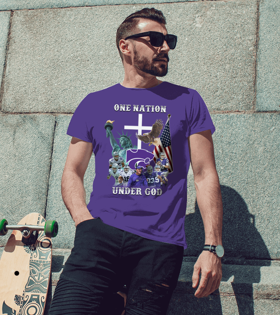 KSW Nation One Nation Under God Statue Of Liberty Cross American Flag Eagle Football T-Shirt