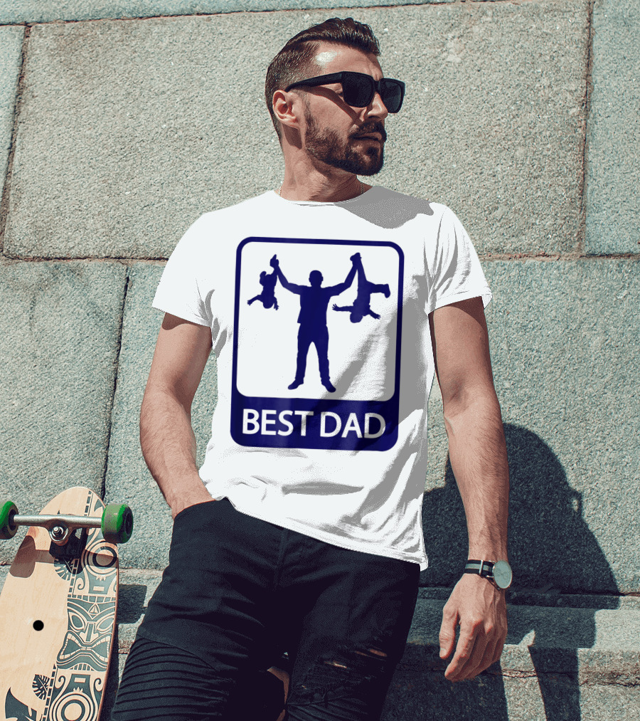 Best Dad Silhouette Holding Kids Playfully T-Shirt