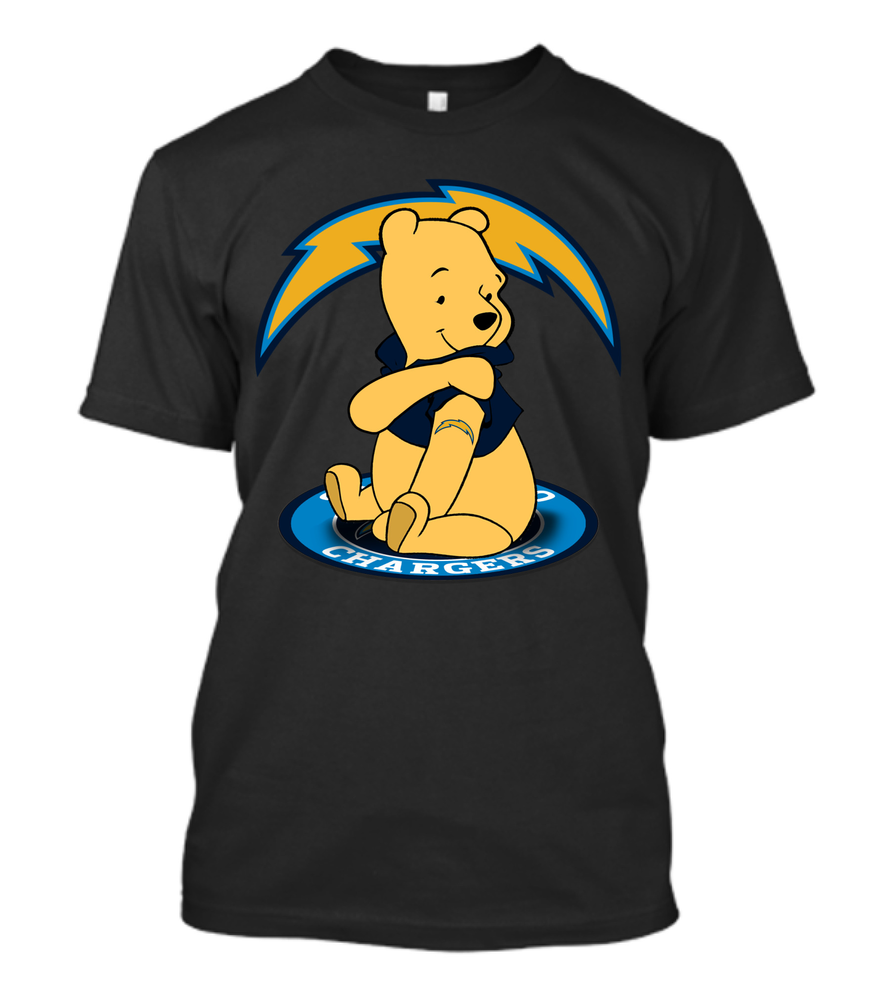 Pooh Chargers Crossover With NFL Lightning T-Shirt