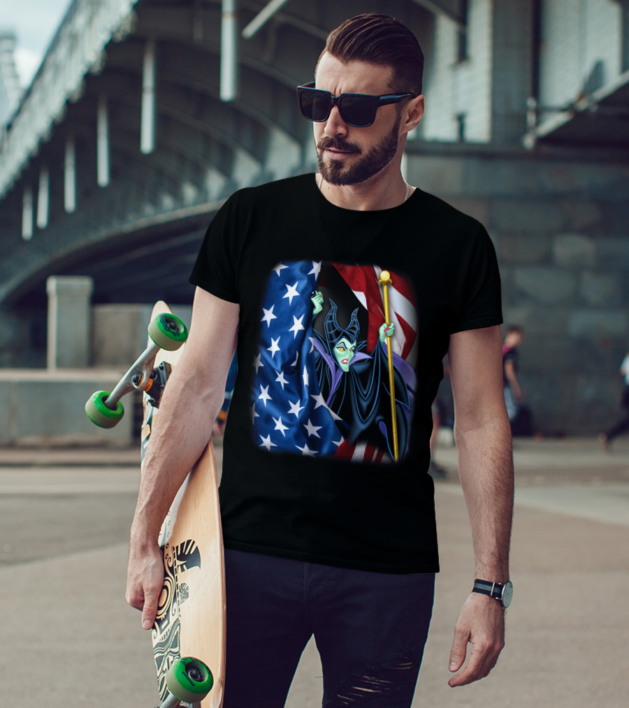 Maleficent Holding Scepter With American Flag Fourth Of July T-Shirt