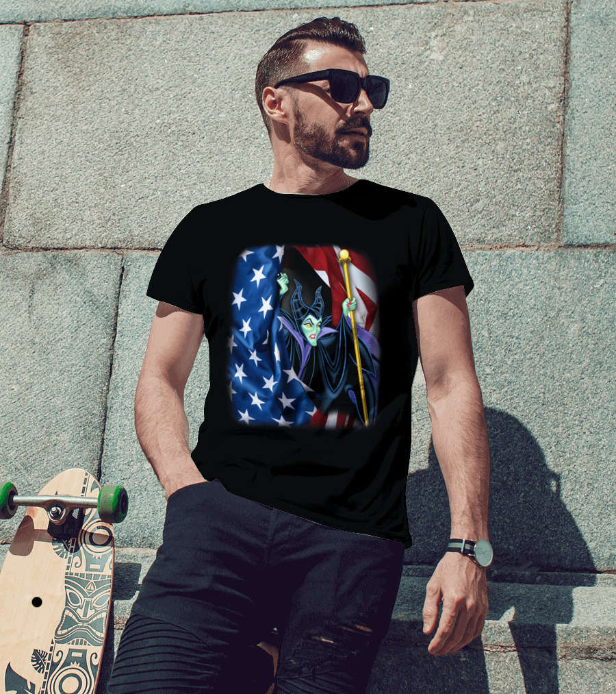 Maleficent Holding Scepter With American Flag Fourth Of July T-Shirt