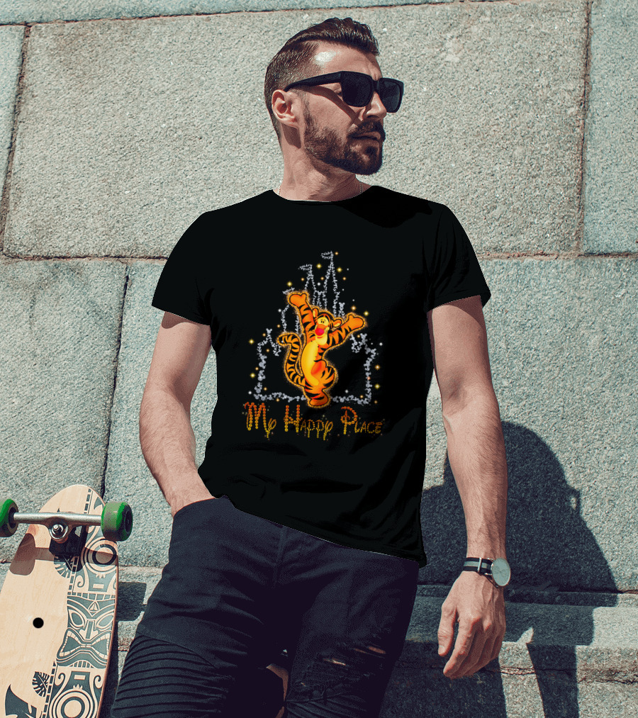 Tigger My Happy Place Sparkling Castle Disney T-Shirt