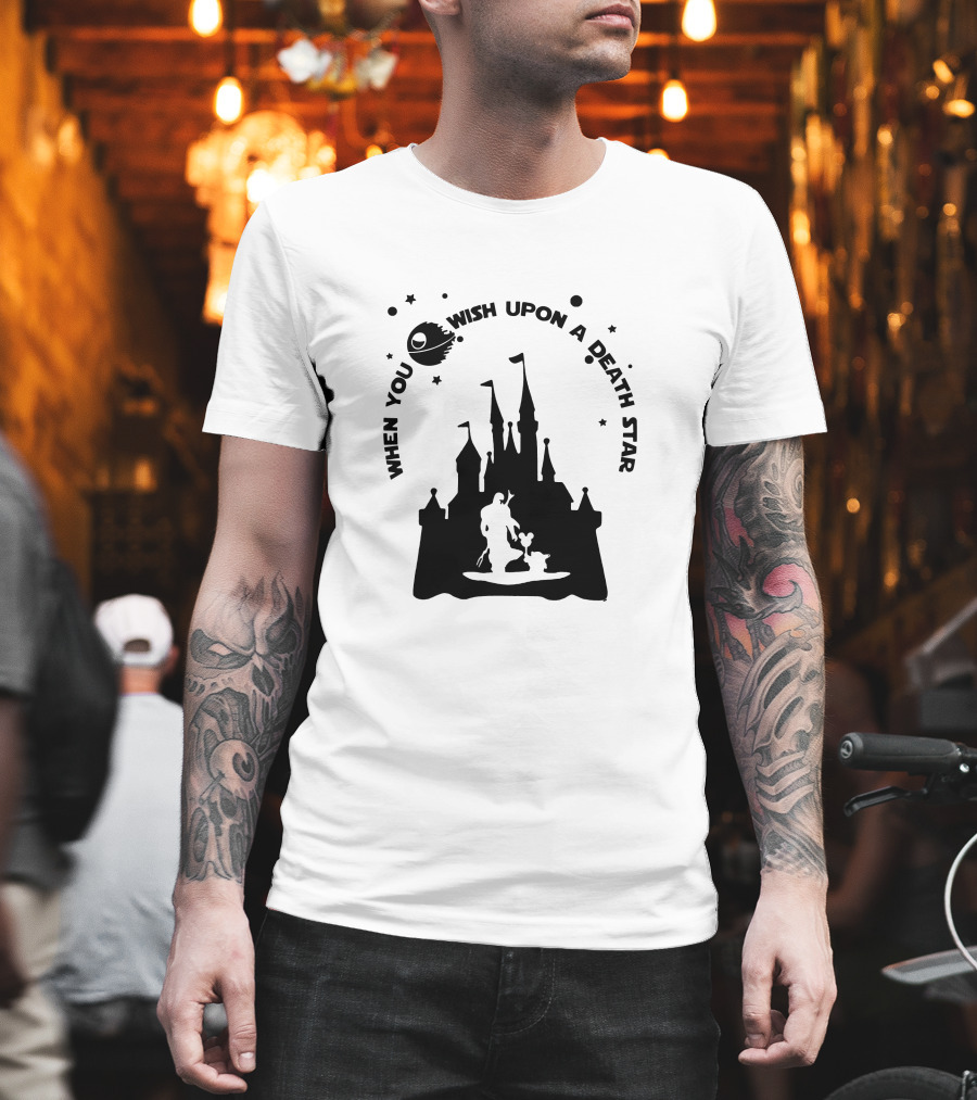 When You Wish Upon a Death Star Disney Castle Baby Yoda T-Shirt