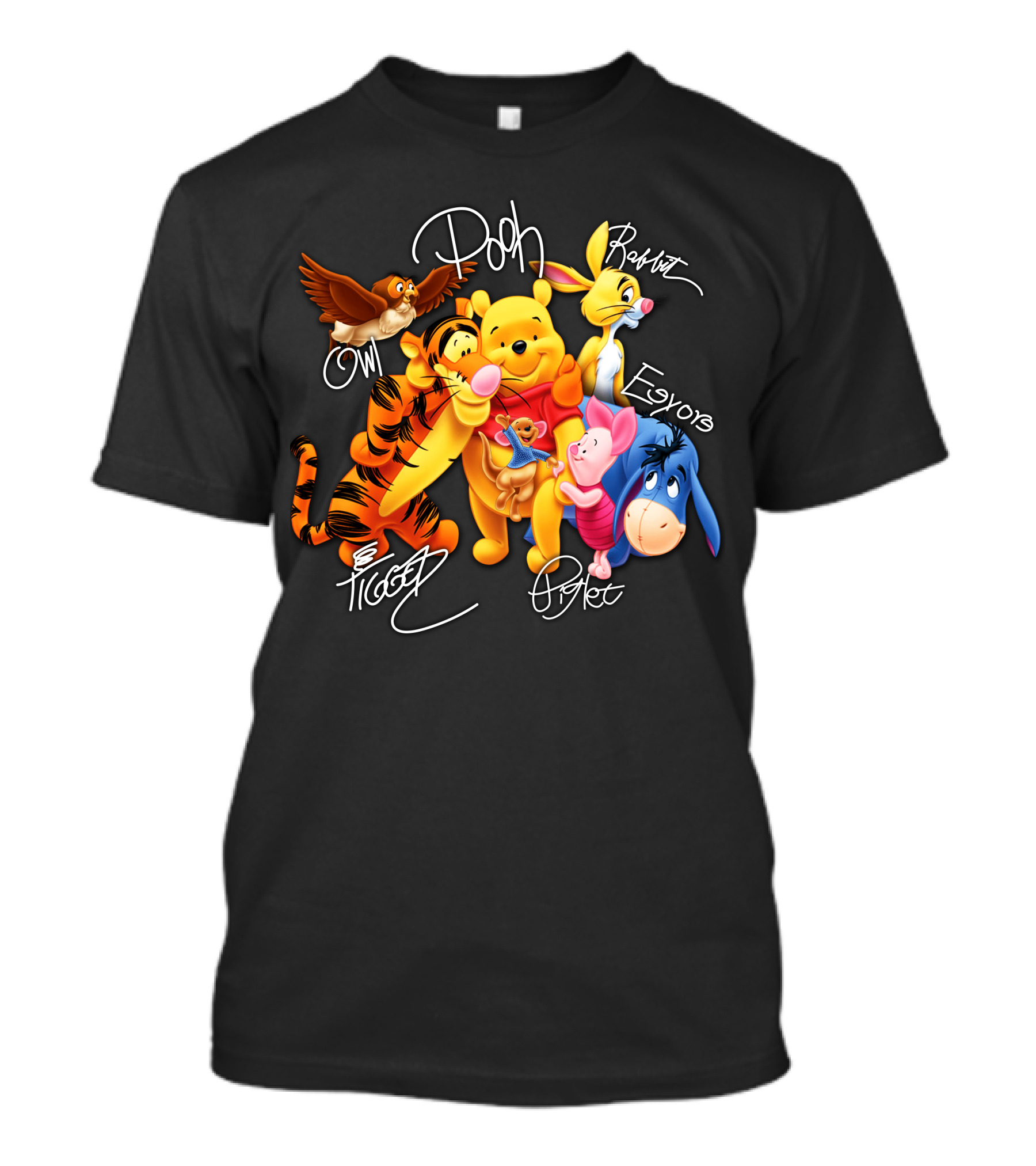 Pooh Tigger Piglet Eeyore Rabbit Owl Signature T-Shirt