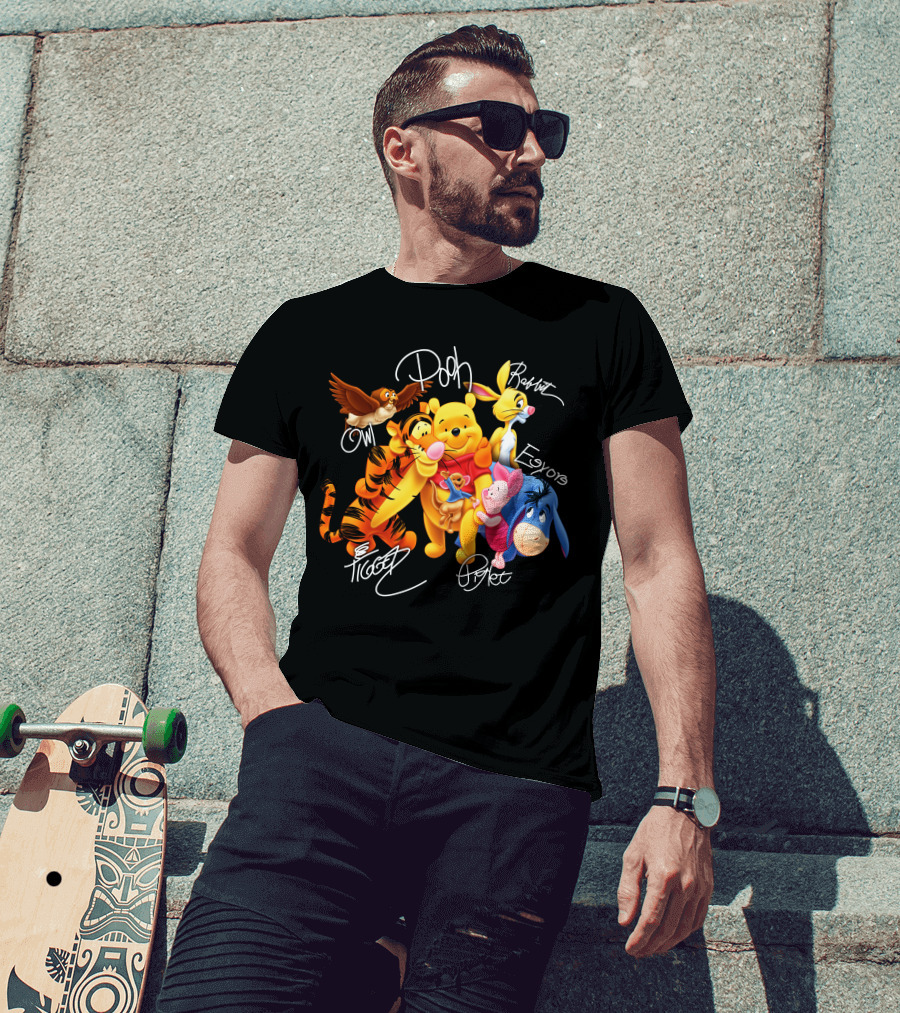 Pooh Tigger Piglet Eeyore Rabbit Owl Signature T-Shirt
