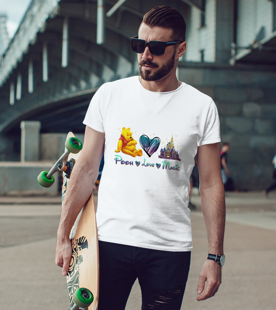 Pooh Love Magic Heart Castle Fantasy T-Shirt