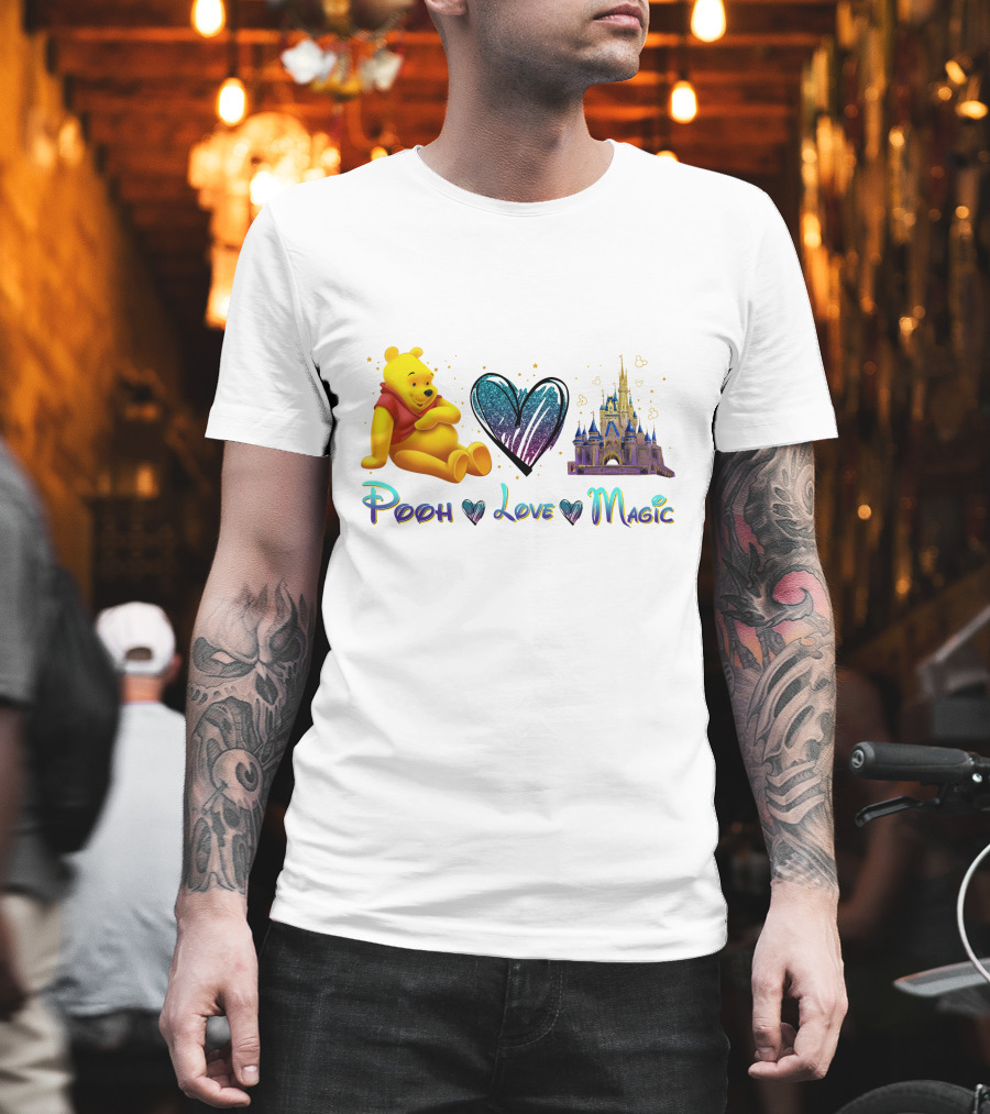 Pooh Love Magic Heart Castle Fantasy T-Shirt