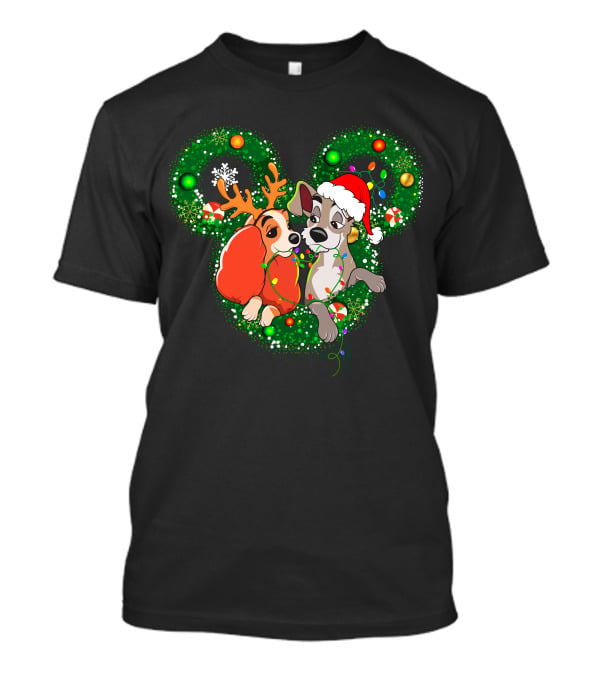 LD And TT Christmas Mickey Shape Candy Cane Lights Reindeer Hat T-Shirt