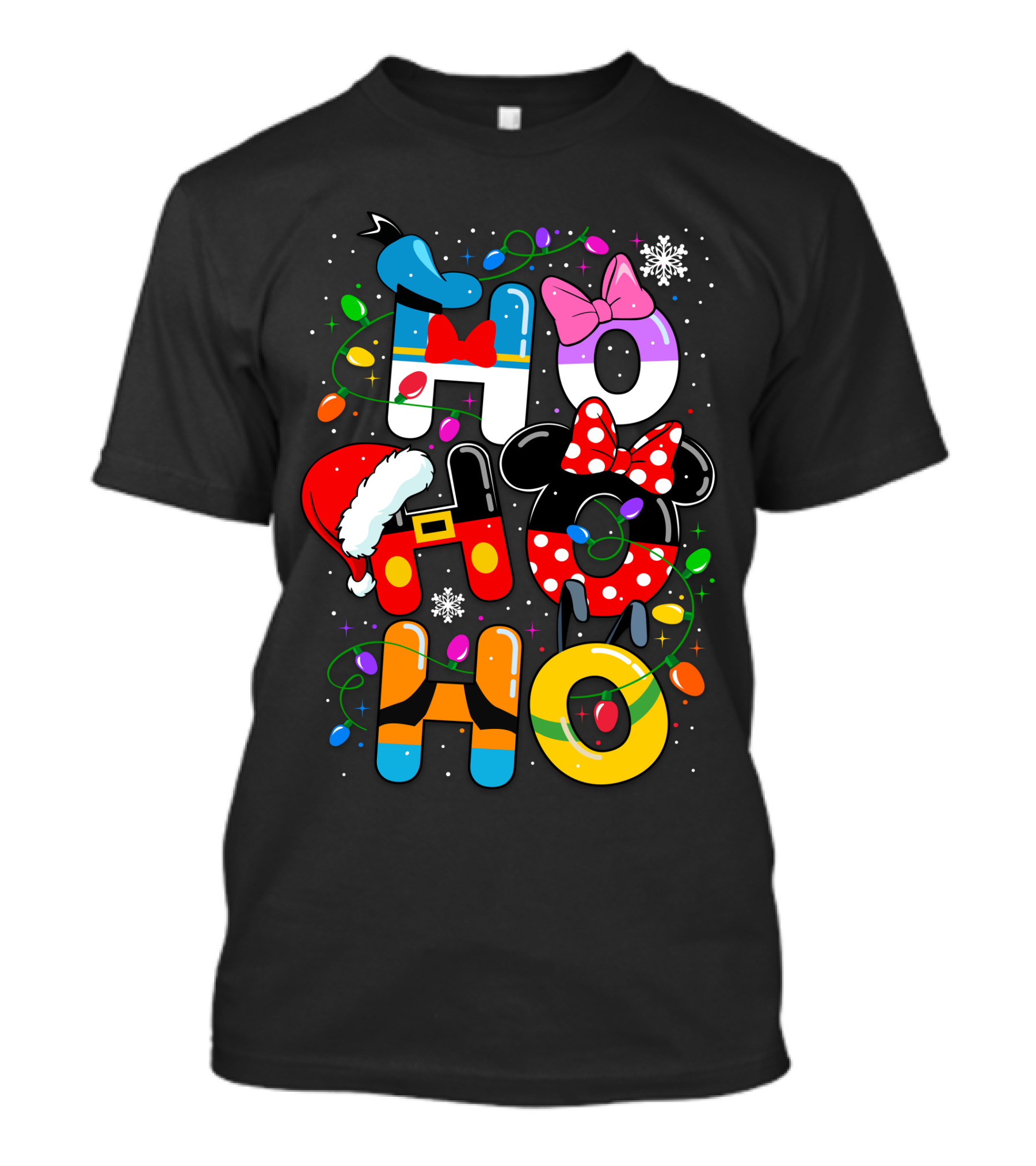 MK HHH Christmas Disney Characters Holiday Ho Ho Ho T-Shirt