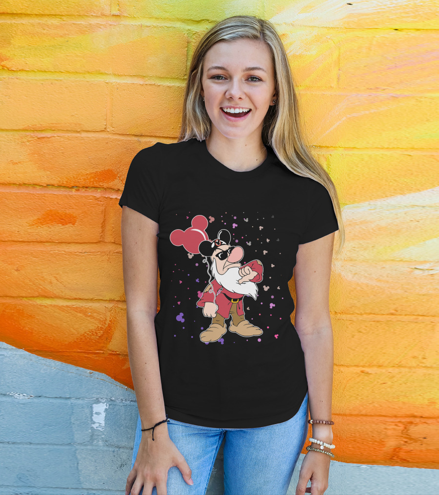 Grumpy With Mouse Ears Balloon And Confetti T-Shirt
