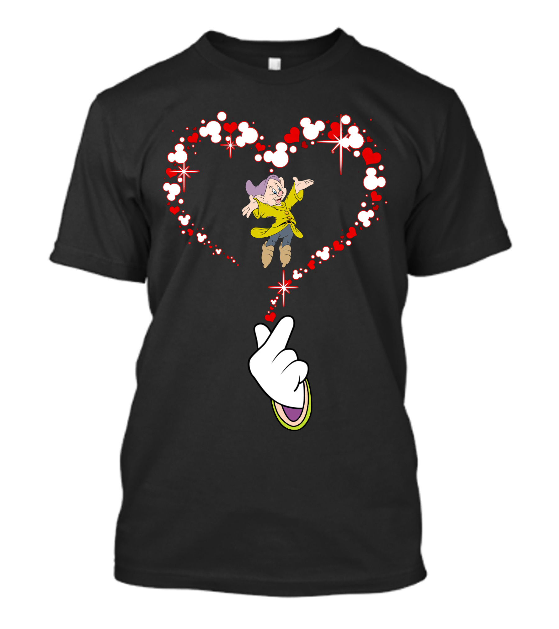 Dopey Heart Mickey Glove Magic Sparkles Circle Of Love T-Shirt