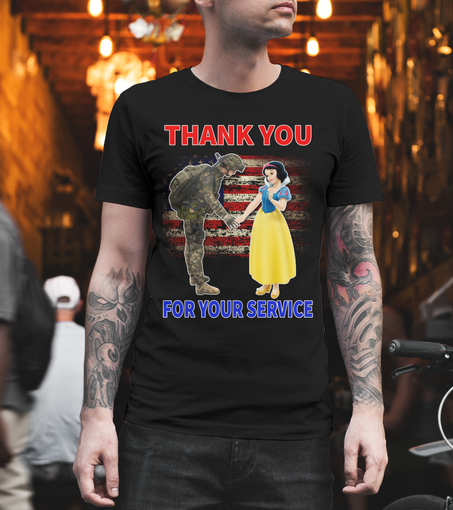 Thank You For Your Service Snow White Soldier Flag T-Shirt