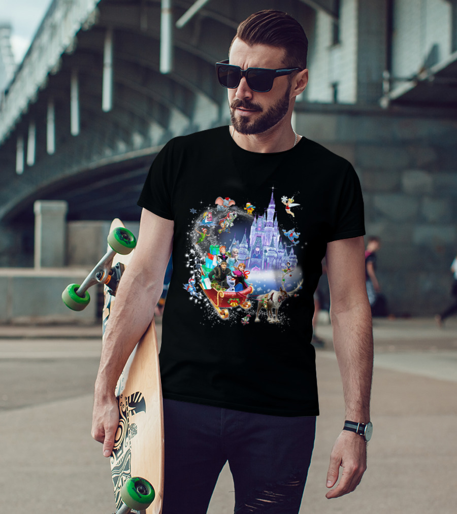 Frozen Disney Christmas Castle Sleigh Ride Adventure T-Shirt