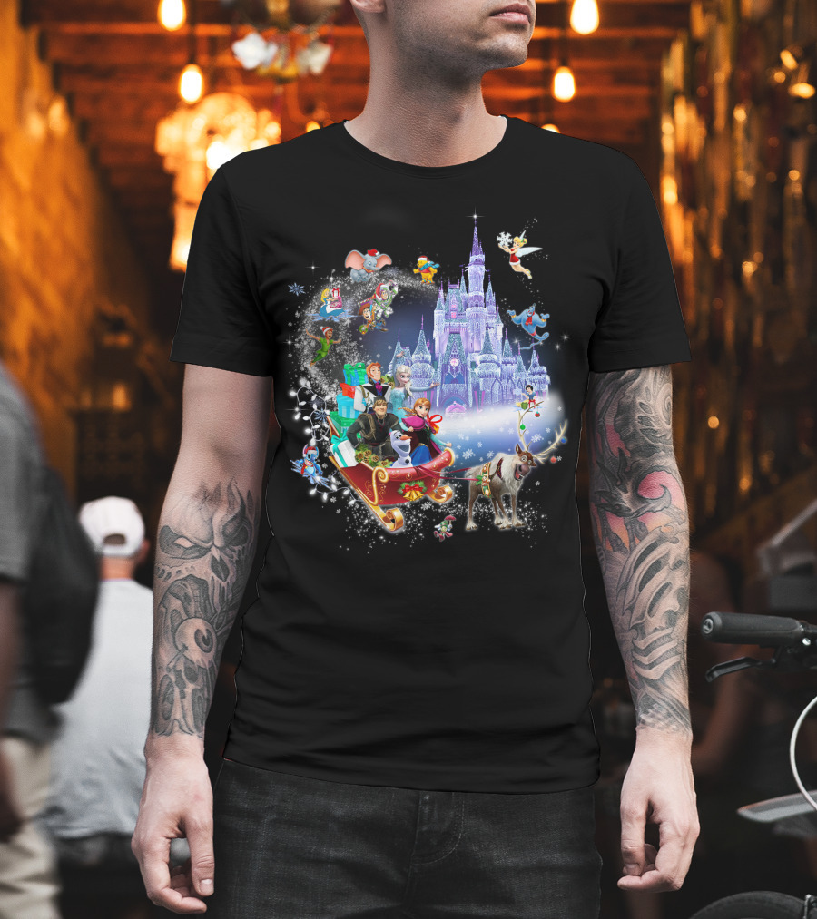 Frozen Disney Christmas Castle Sleigh Ride Adventure T-Shirt