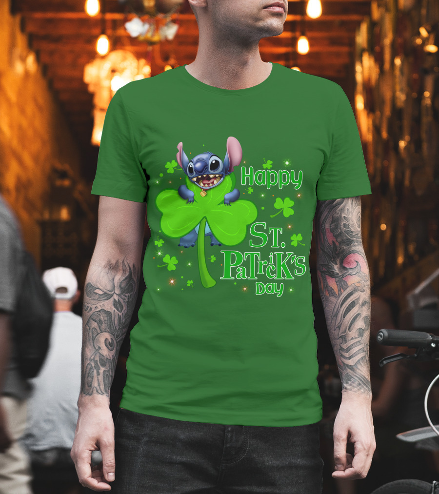 Happy St. Patrick's Day Stitch Shamrock T-Shirt