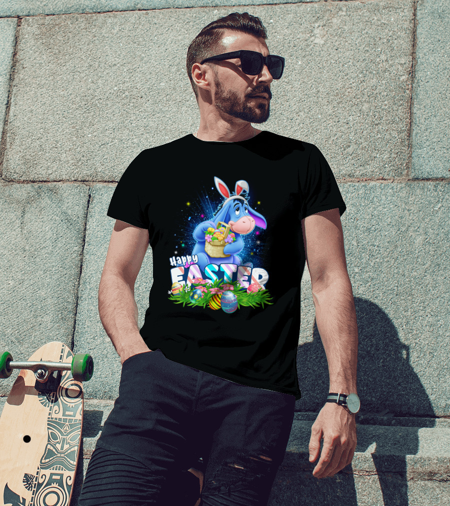 Eeyore Easter Basket With Eggs And Flowers Happy Easter T-Shirt