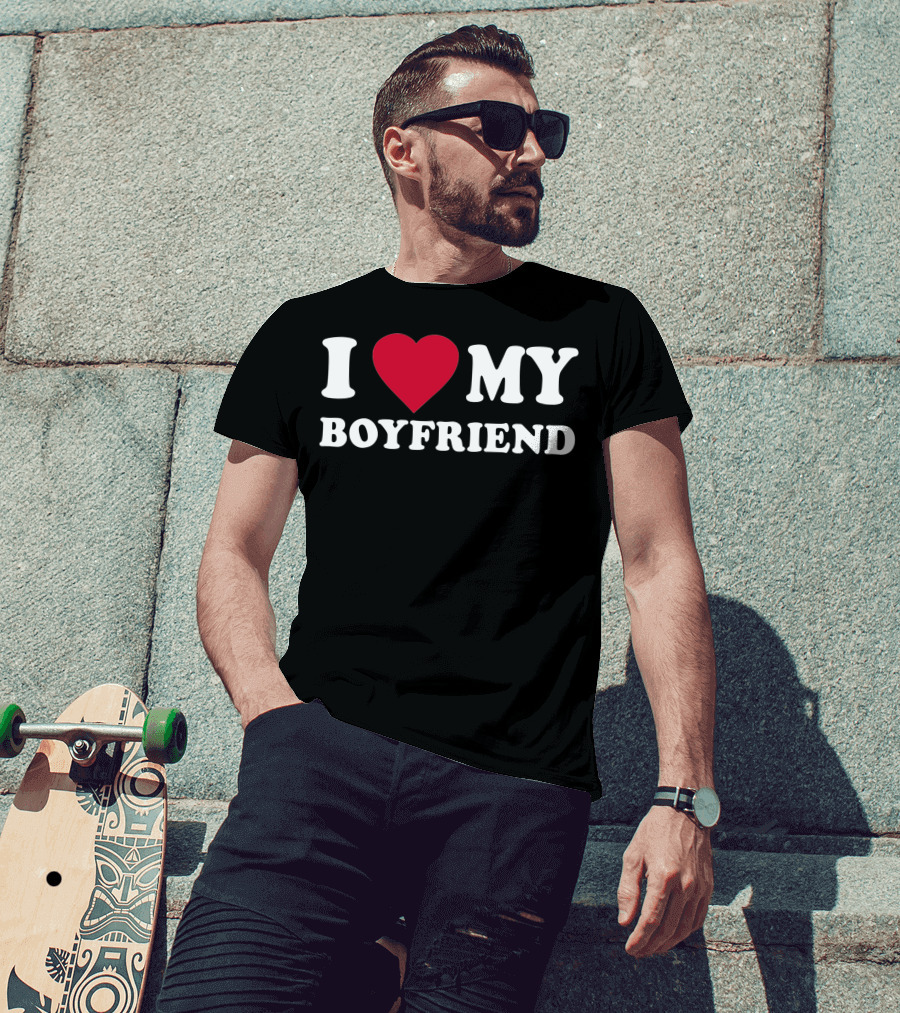 I Love My Boyfriend Heart T-Shirt