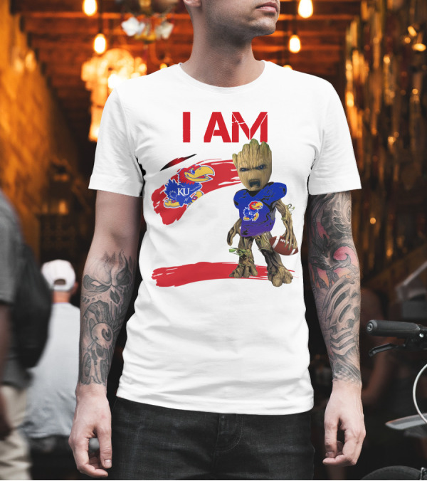 I AM KU Jayhawks Football Groot T-Shirt I AM KU Jayhawks Football Groot T-Shirt