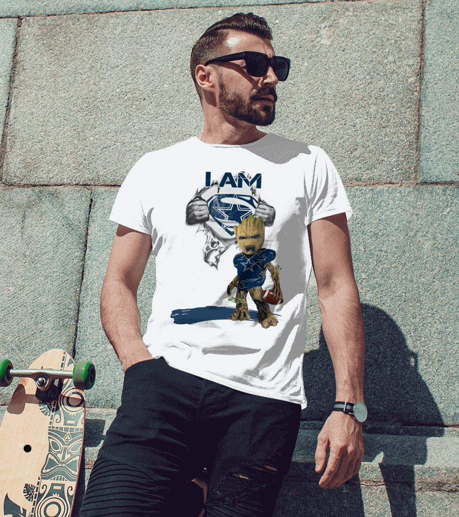 I Am Cowboys Baby Groot Superman Football T-Shirt