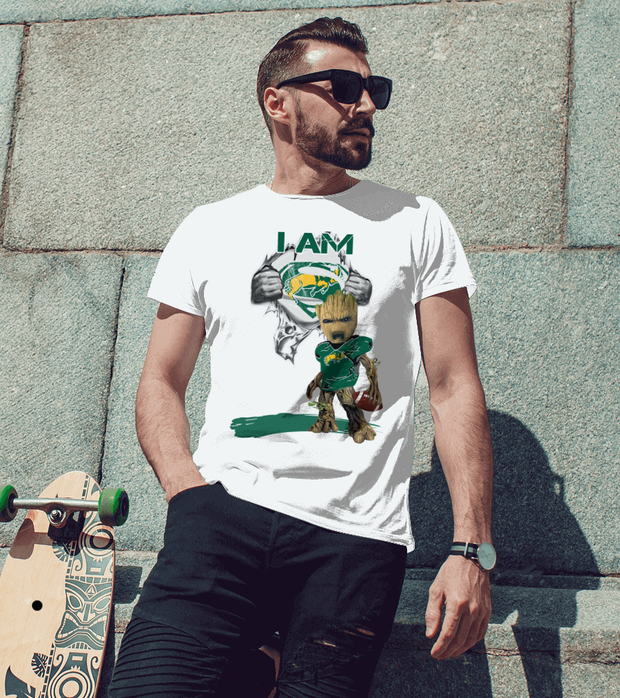 I AM Dakota Baby Groot Bison Football Superman T-Shirt