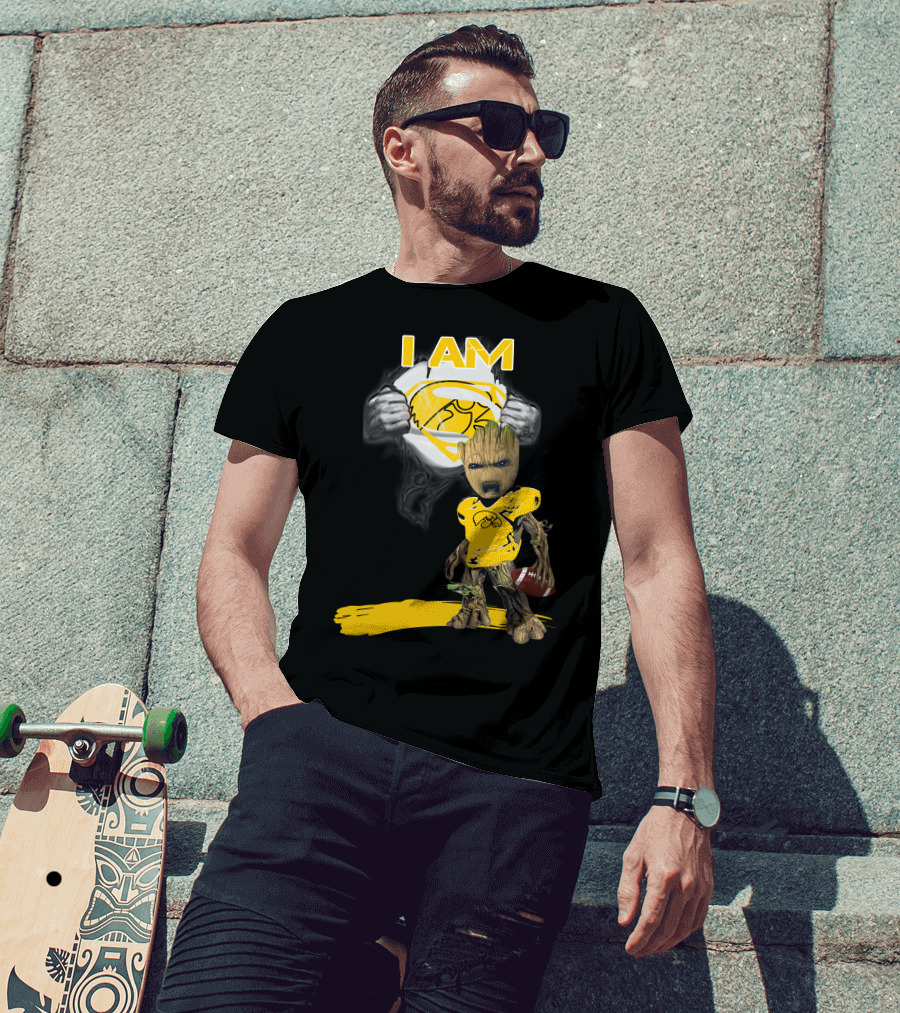 Iowa Hawkeyes Baby Groot Superman Football T-Shirt