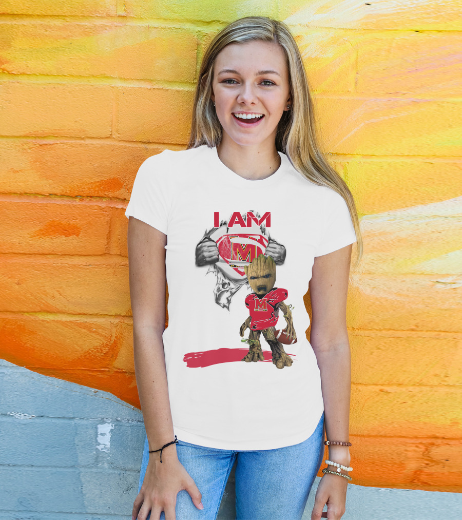 I Am Maryland Baby Groot Football Superman T-Shirt