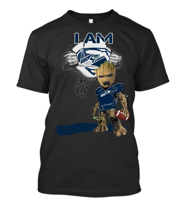 Seattle Seahawks Baby Groot Superman Football Crossover T-Shirt