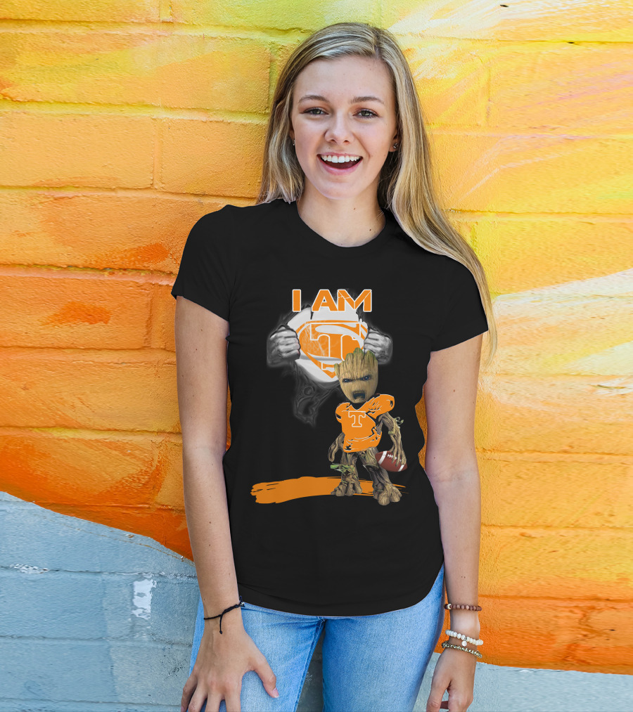 I Am Tennessee Baby Groot Superman Football T-Shirt