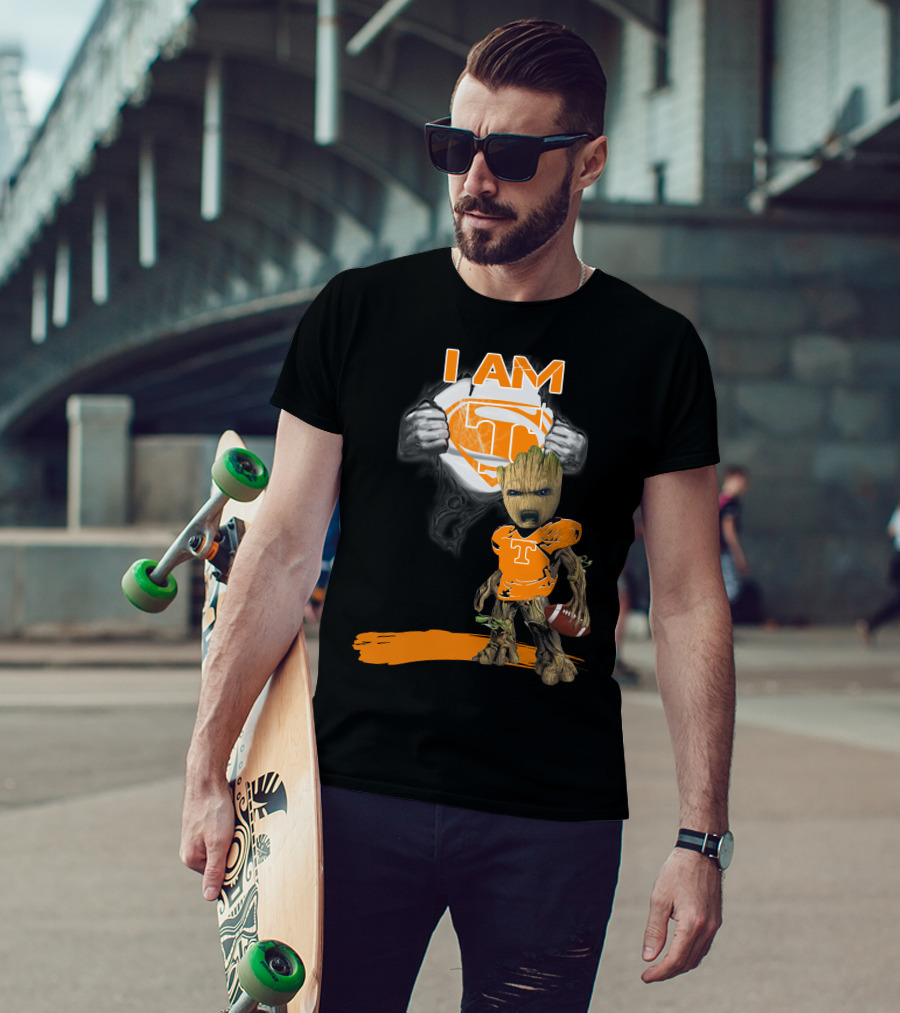 I Am Tennessee Baby Groot Superman Football T-Shirt