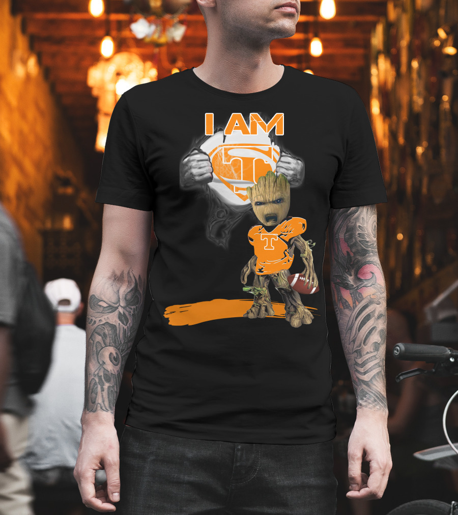 I Am Tennessee Baby Groot Superman Football T-Shirt