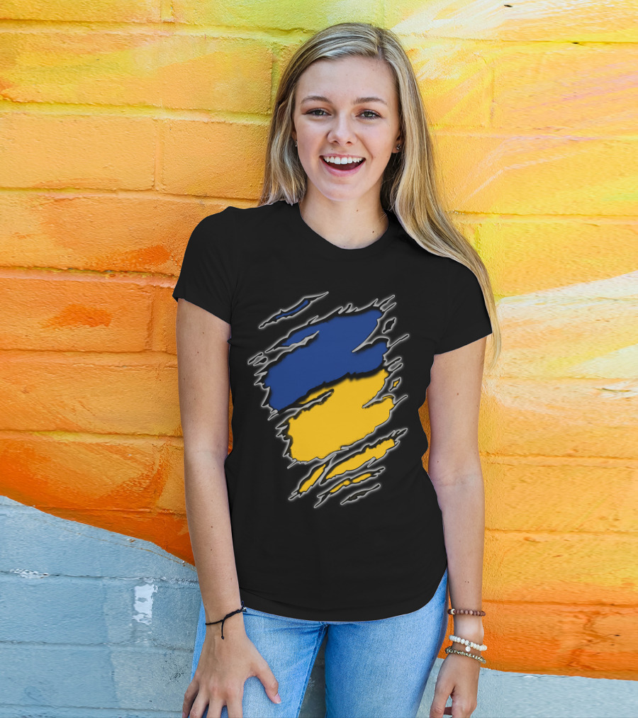 Steelers Cubs15 Blue And Yellow Slashed T-Shirt
