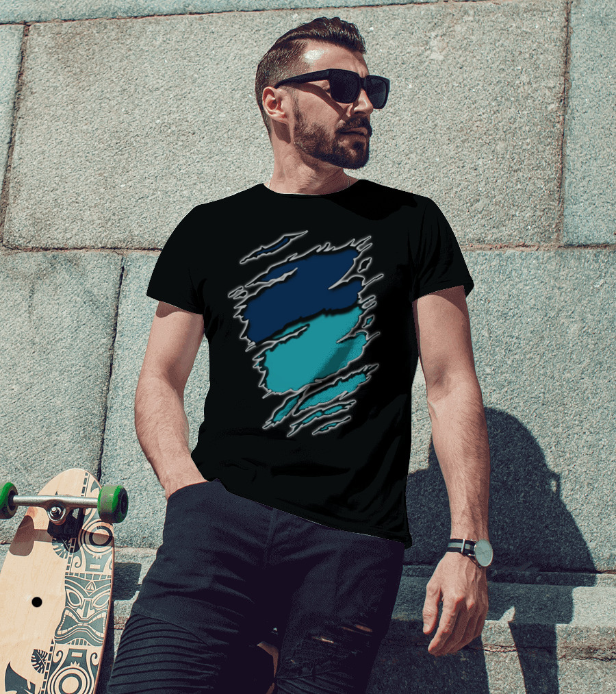 Dolphins Rays9 Blue Teal Abstract Claw Marks T-Shirt