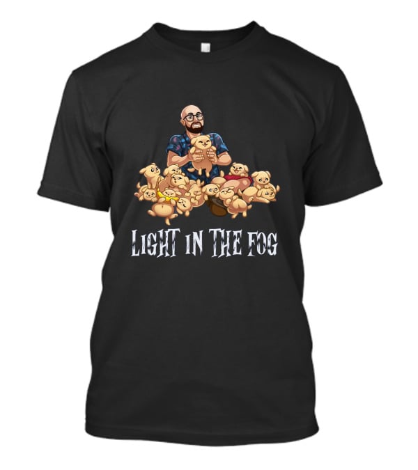 Light In The Fog Event With Cute Dog Plushies And Smiling Person T-Shirt