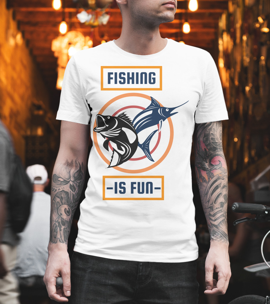 Fishing Is Fun Marlin And Bass Circular Target T-Shirt