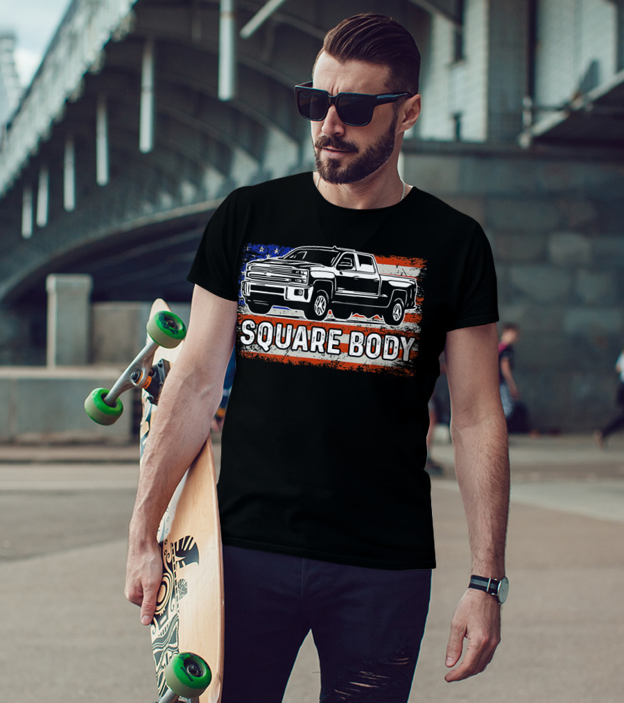 Patriotic American Flag Square Body Truck T-Shirt