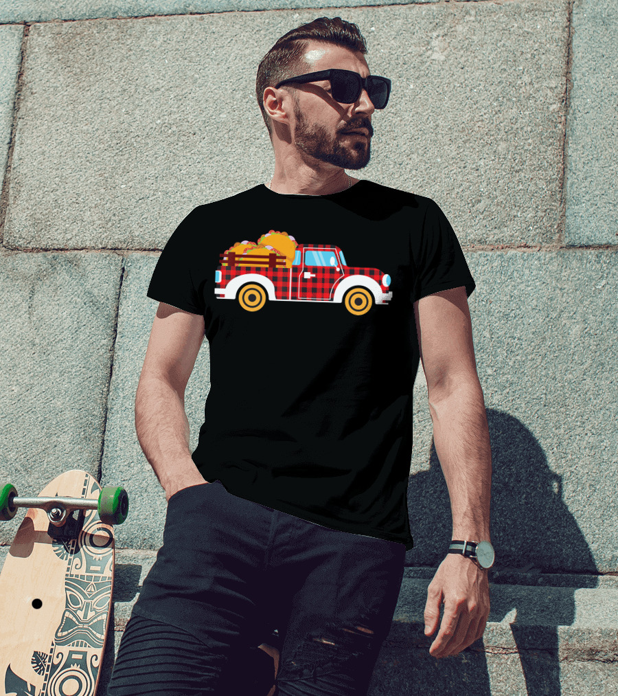 Buffalo Plaid Truck With Tacos Cinco De Mayo Boy Taco T-Shirt