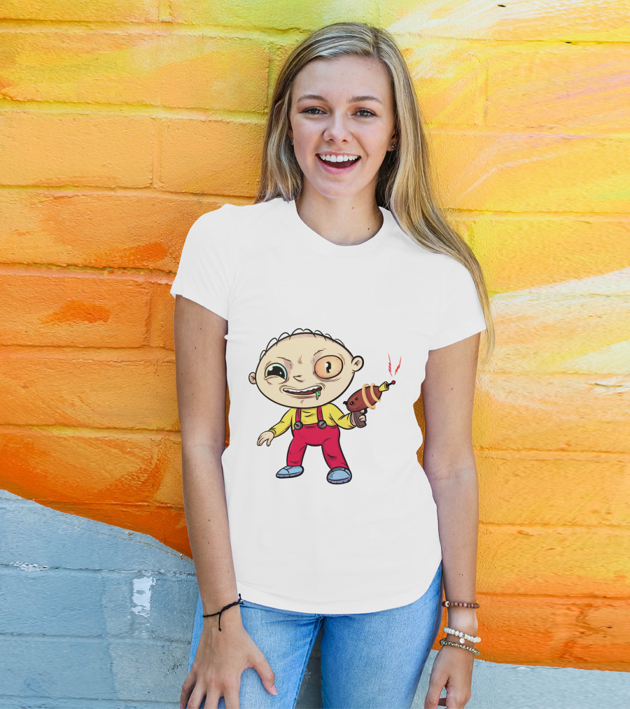 Psychedelic Stewie Griffin With Ray Gun T-Shirt