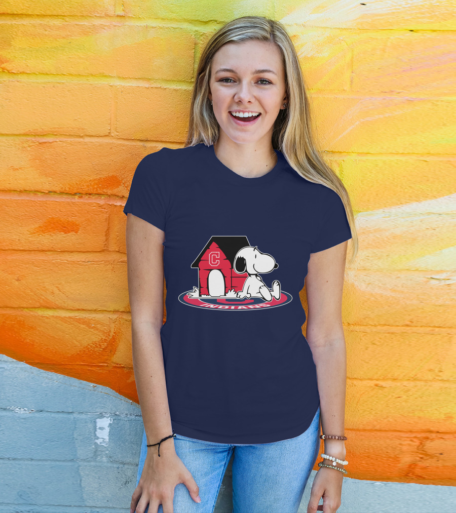 Snoopy Cleveland Indians Baseball Fan Now And Forever T-Shirt