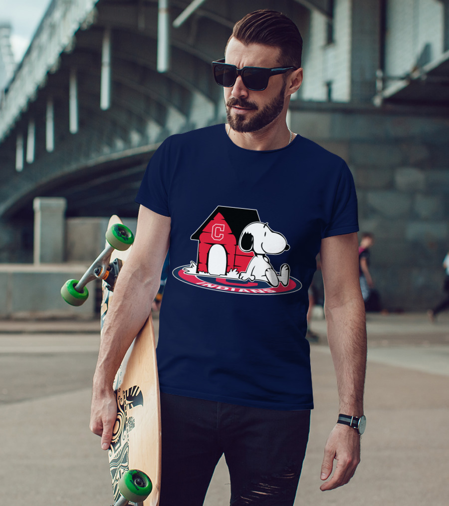 Snoopy Cleveland Indians Baseball Fan Now And Forever T-Shirt