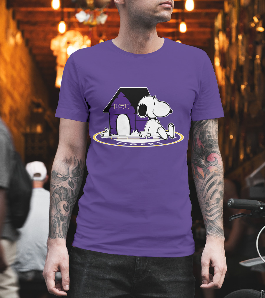 LSU Tigers Football Fan Now And Forever Snoopy Doghouse T-Shirt