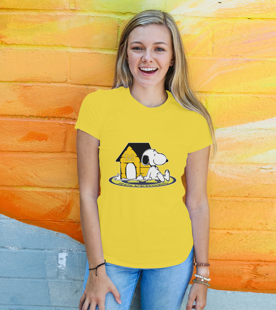 Michigan Wolverines Snoopy Doghouse Fan Now And Forever T-Shirt