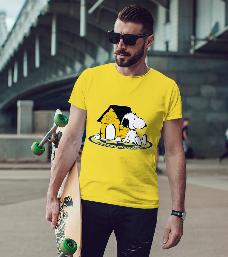 Michigan Wolverines Snoopy Doghouse Fan Now And Forever T-Shirt